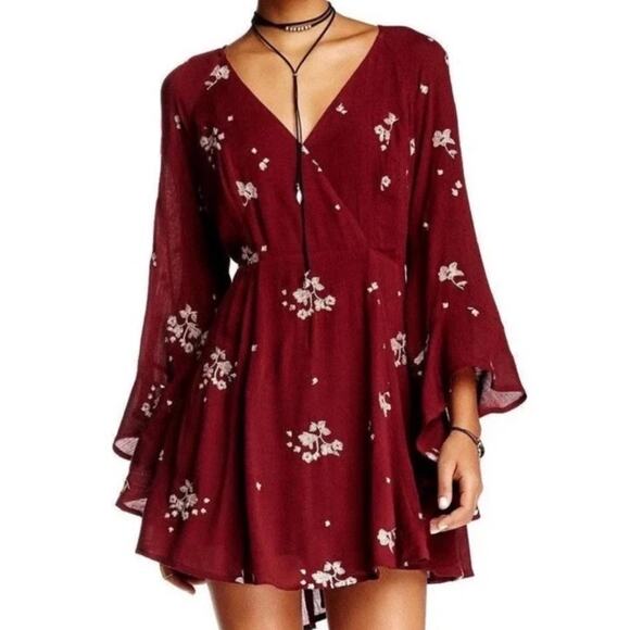 Free People Dress Jasmine Floral Embroidered Mini Boho Western ASO Maya Hart - Picture 2 of 9